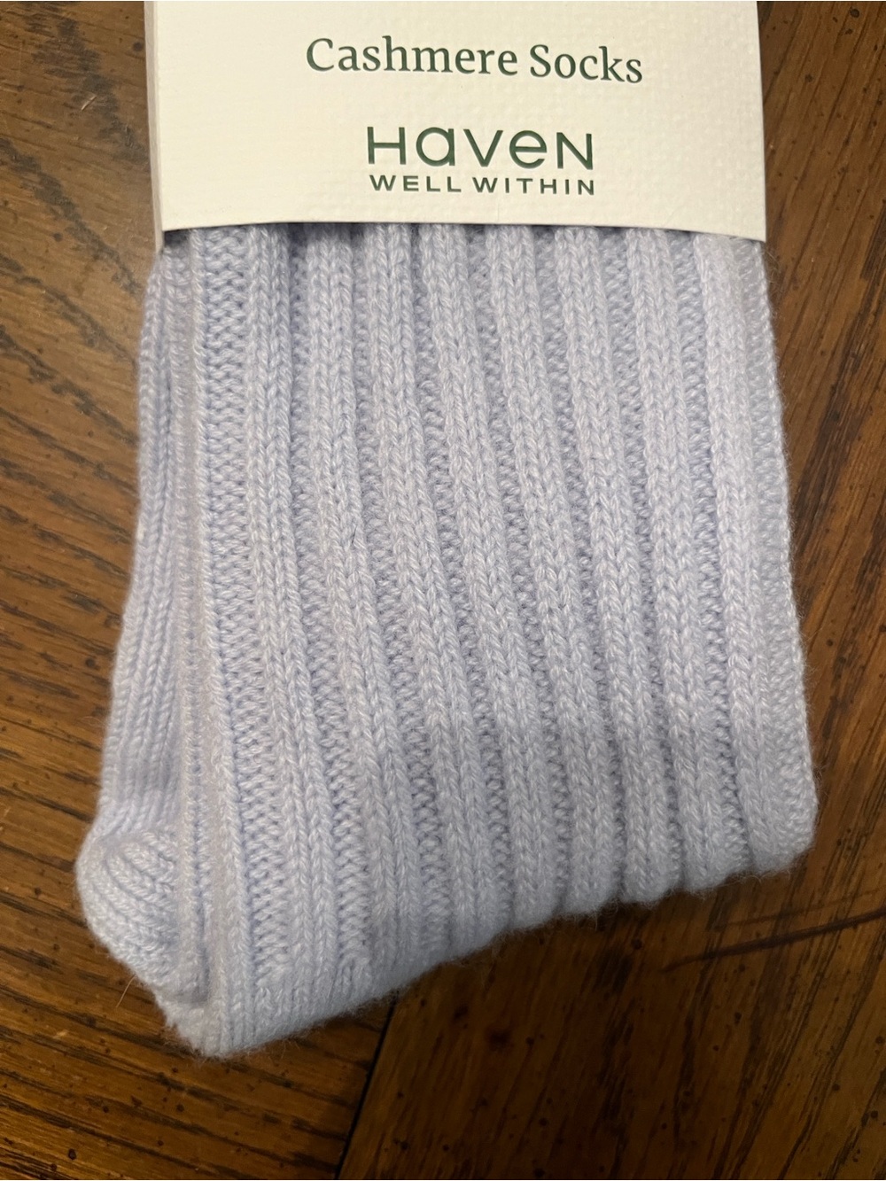 Haven Well Within Cashmere Socks - Cream and Light Blue (One Size) - Picture 8 of 10
